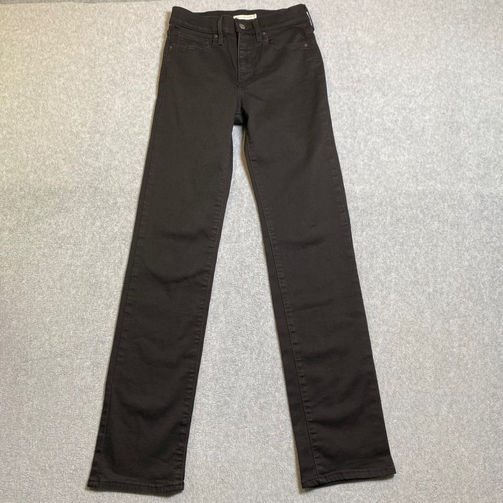 Levi's 724 High Rise Straight Women's Sz 27 Black Stretch Denim Classic Slim EUC
